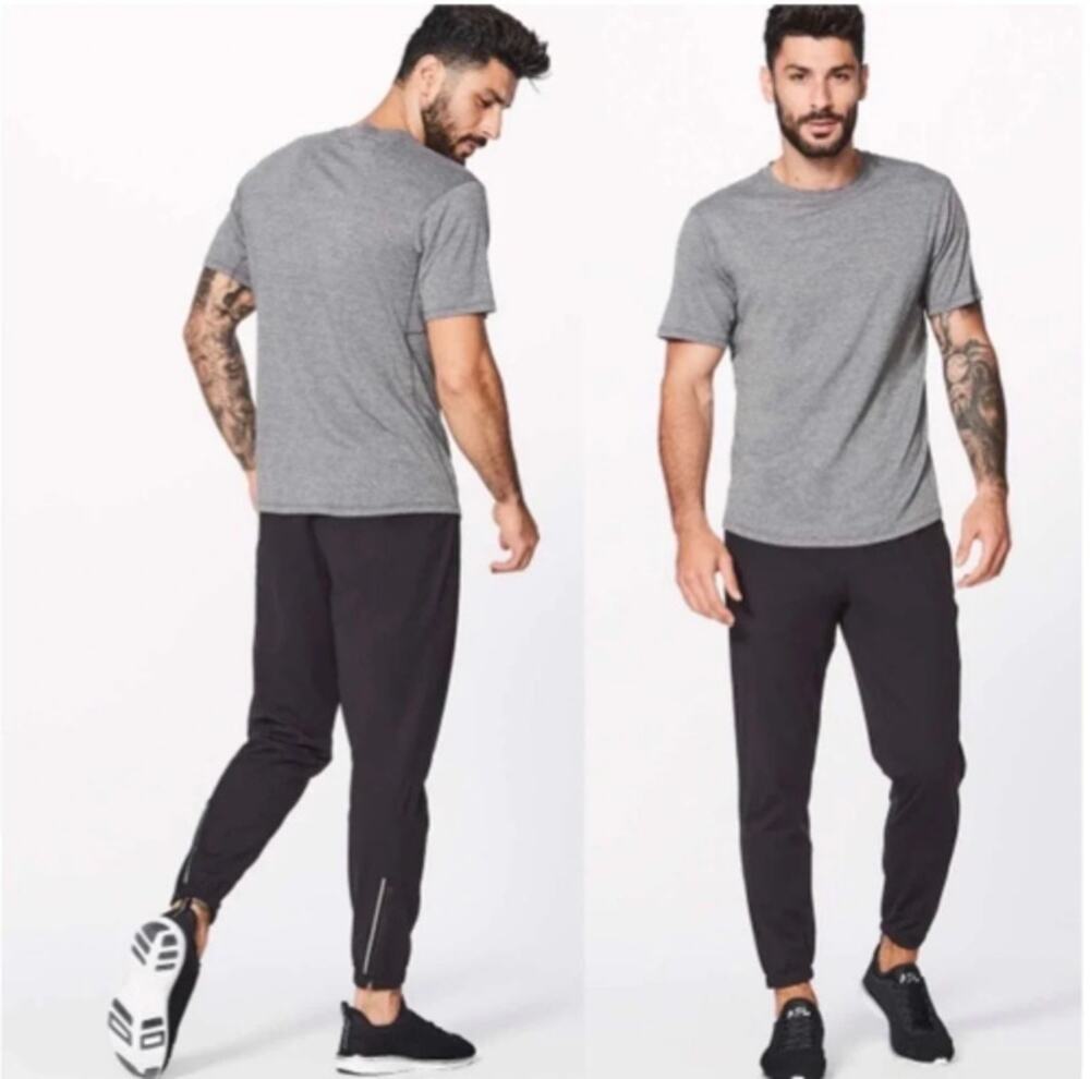 Lululemon Surge Jogger Men's L Gray Ankle Zip Reflective Tapered Running Pants